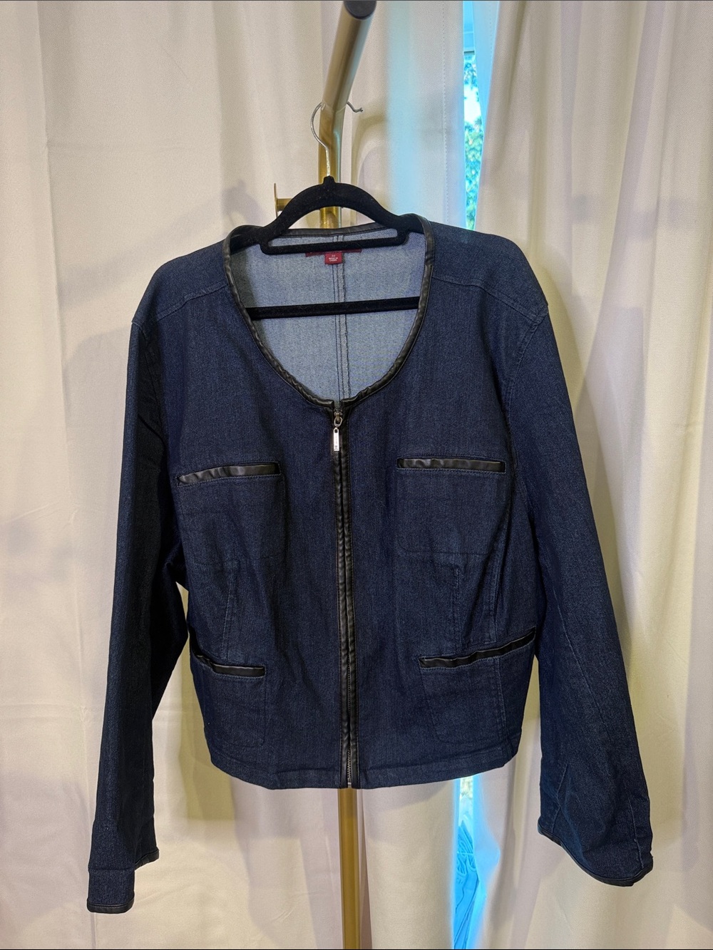 Jessica London 22 Dark Blue Denim Zip-Front Jacket